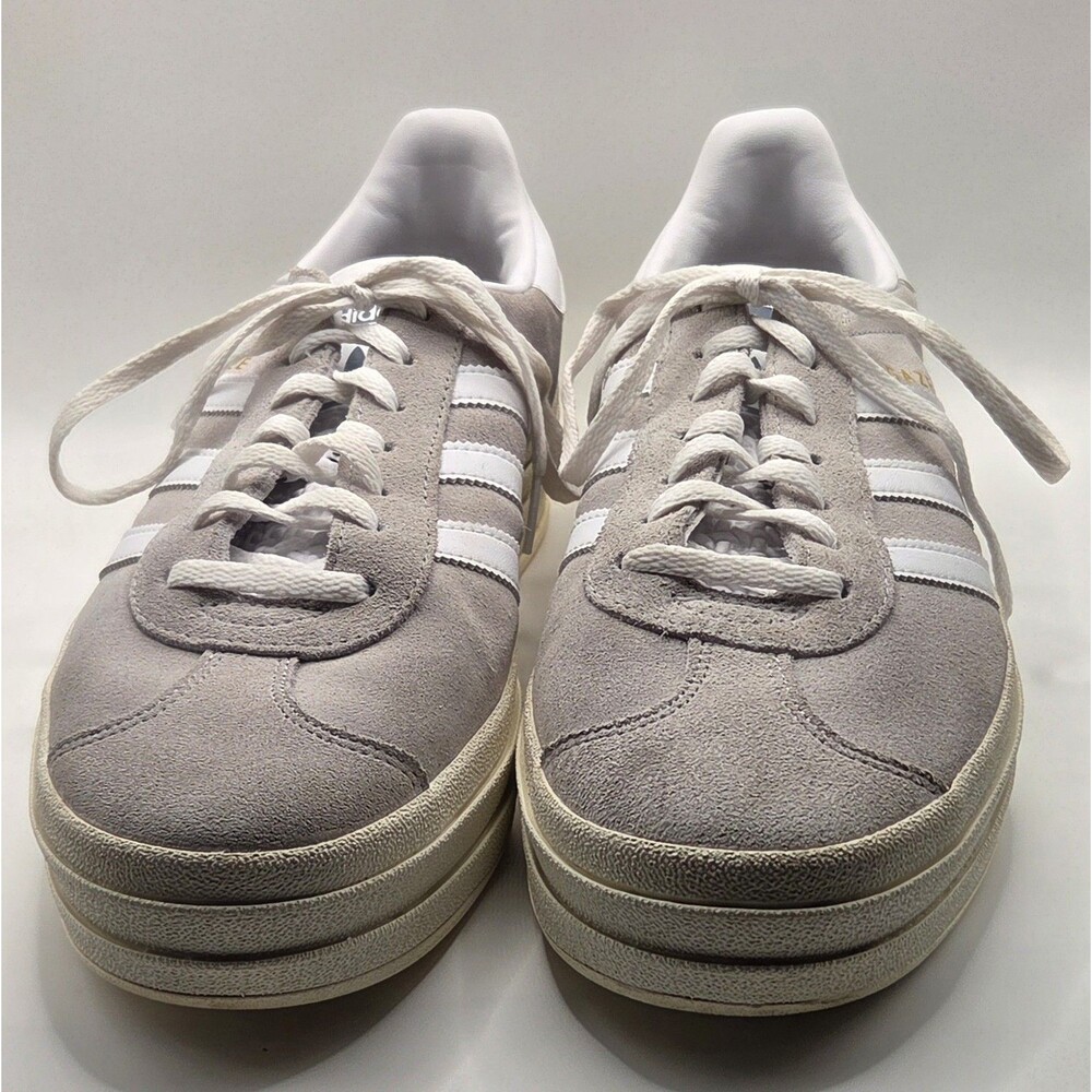 Adidas Gazelle Bold Womens 11/ Mens 10 "Grey White" Suede Triple Platform
